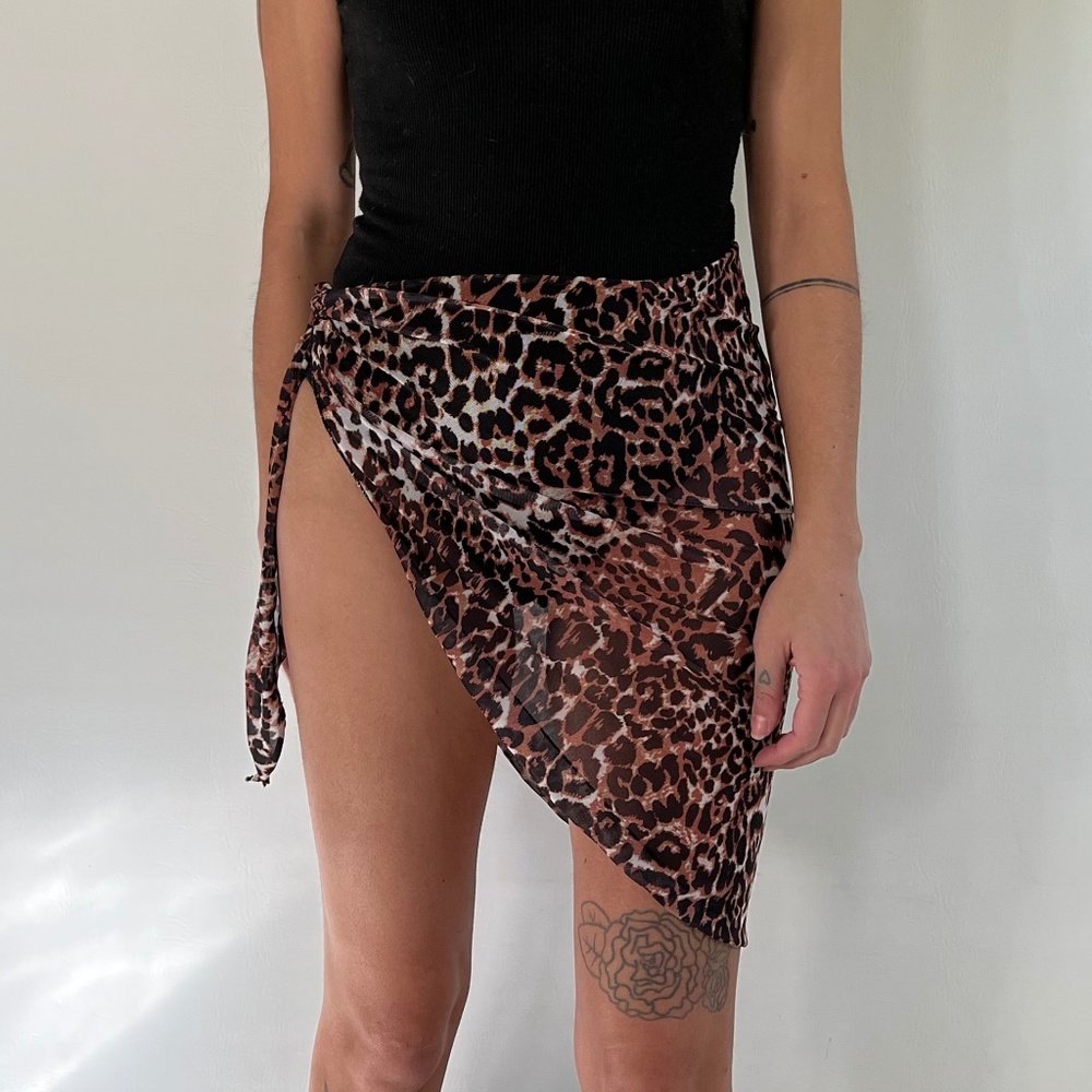 Sheer Leopard Print Sarong